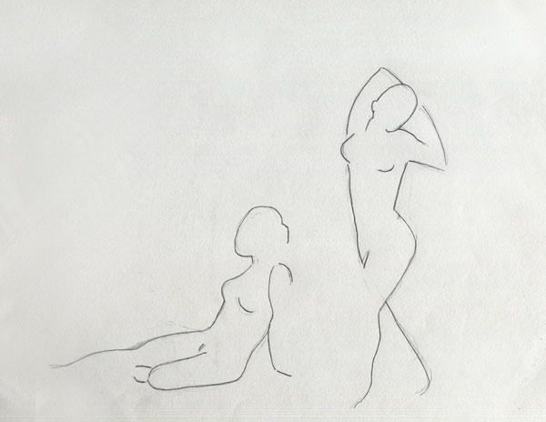 Sketch of figure outlines.
